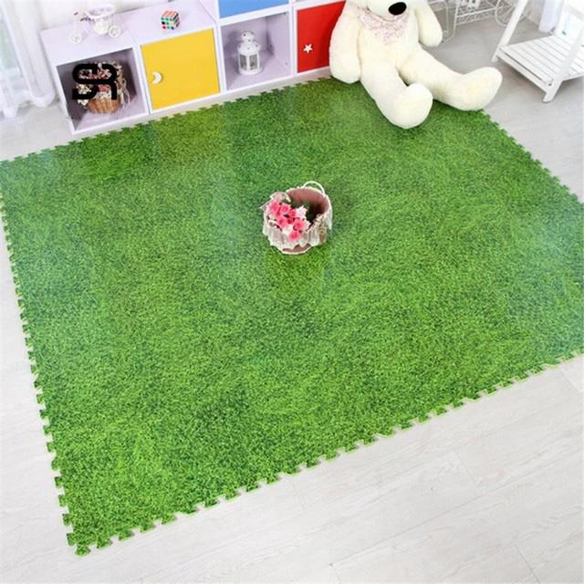 1.2cm thick, Outdoor Grass Mats 100cm Large Soft Playmat Pack of 4 - Slip Not Co Uk