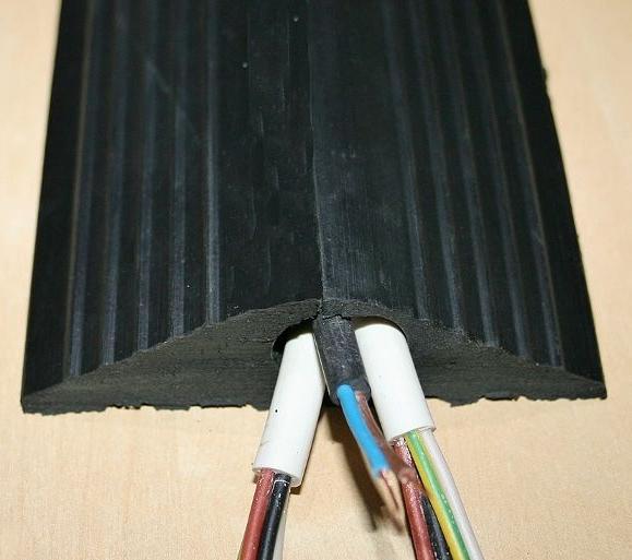Black Rubber Floor Cable Wire Cover Tidy Protector Safety Trunking Bumper Ramp - Slip Not Co Uk